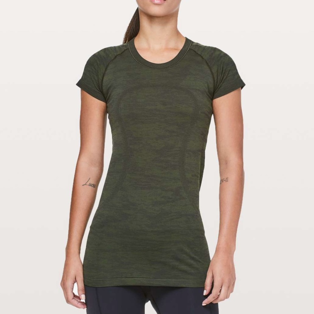 LULULEMON Swiftly Tech Short Sleeve Crew Dark Olive - Size 4